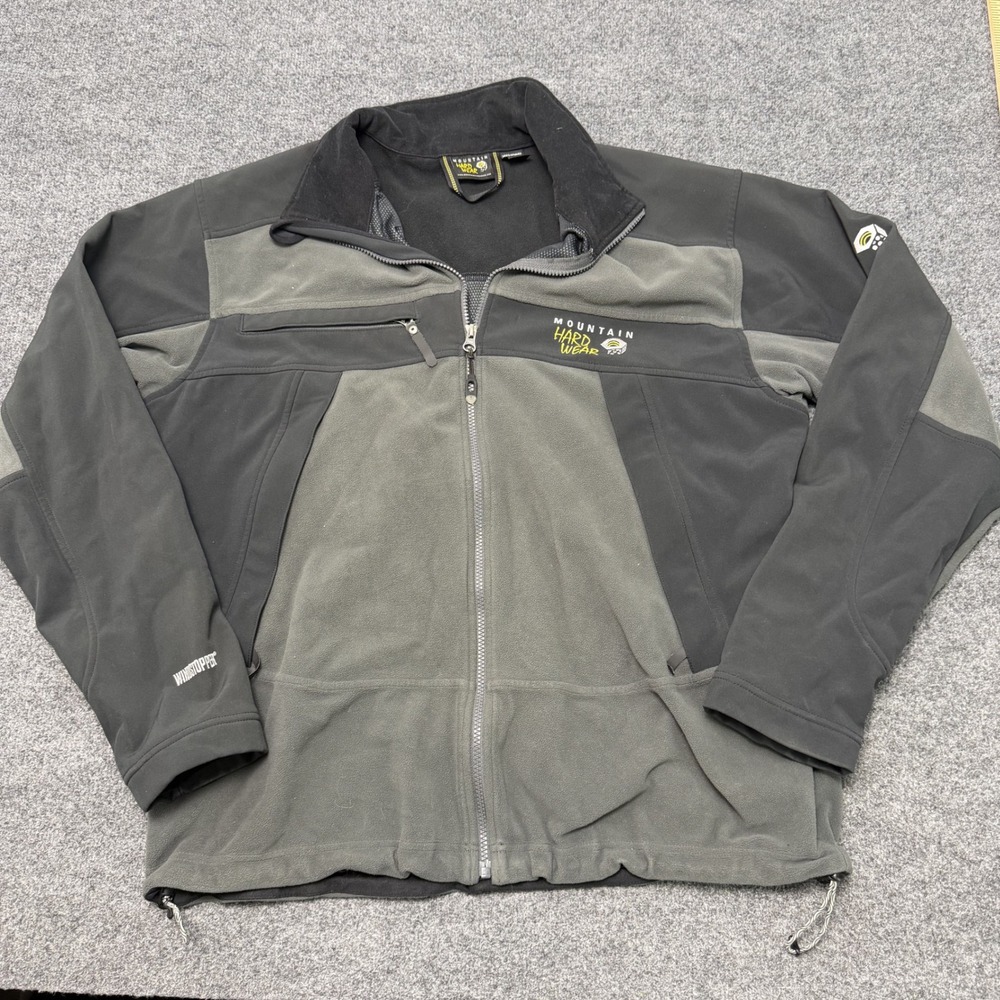 Mountain Hardwear Windstopper Fleece Jacket Mens XL Gray Black Soft Shell Gorp